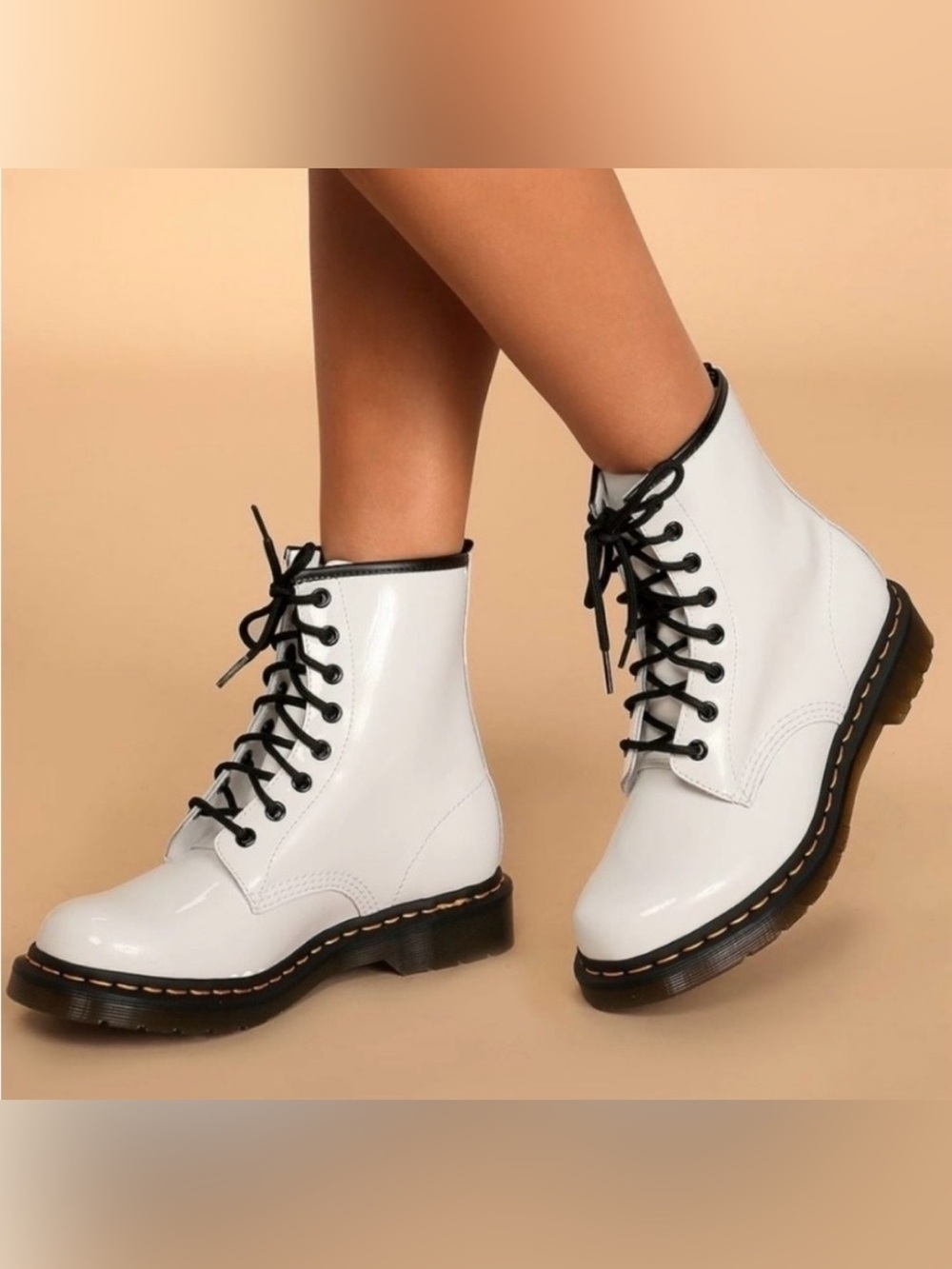 Dr. Martens Junior Shoes 1460 White Leather Lace-Up Combat Boots Pascal Women 5